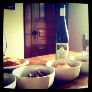 Wine and Korean food