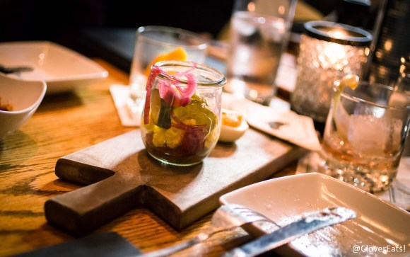 House-made pickles that paired very well with their rillette.